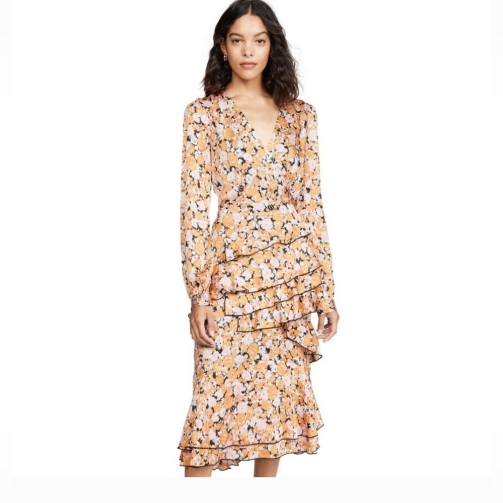 Nwt Wayf Pink And Gold Floral Dress Sz Xs